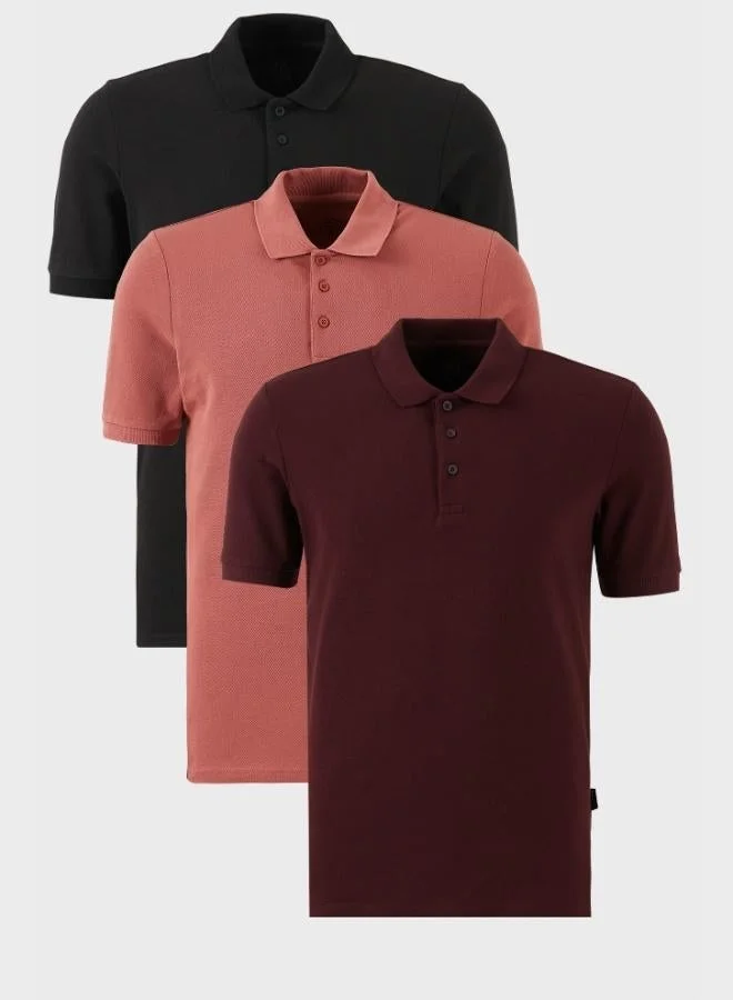 Buratti Buratti Cotton Regular Fit Button-Down Polo Collar 3-Pack T-Shirt Men's T-SHIRT 5902127S3